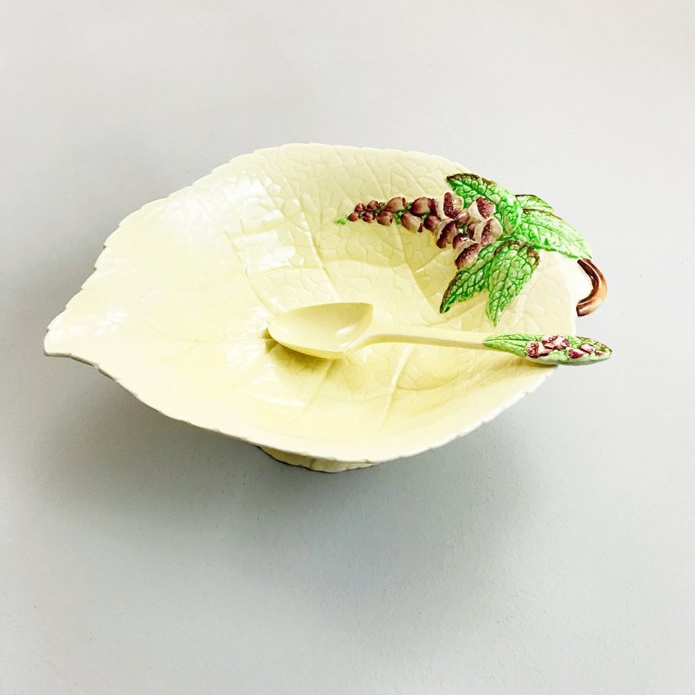 CARLTON WARE England Foxglove Serving Dish Bowl w/Spoon Cottagecore Tableware